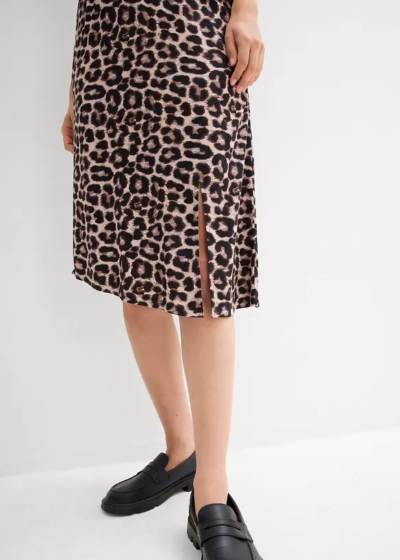 Jupe fendue en léopard, bonprix