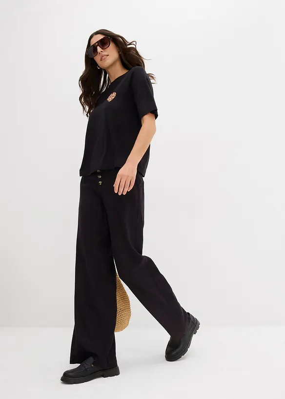 T-shirt raccourci à épaules descendues, bonprix