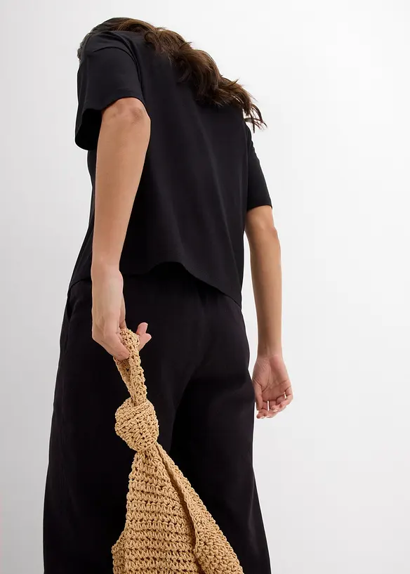 T-shirt raccourci à épaules descendues, bonprix