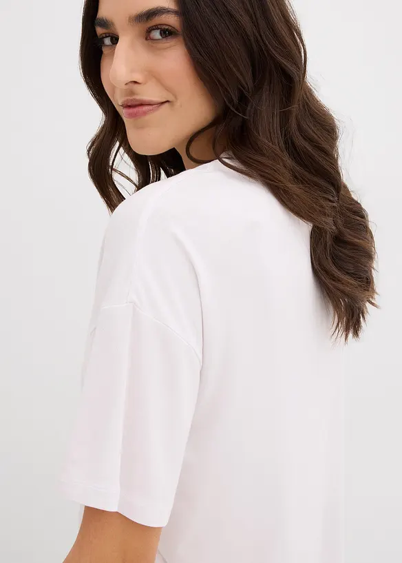 T-shirt raccourci à épaules descendues, bonprix