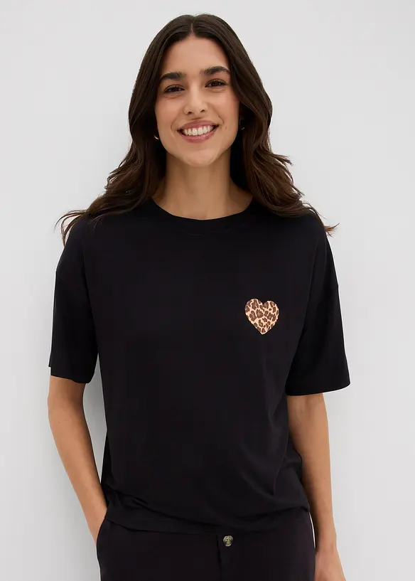 T-shirt raccourci à épaules descendues, bonprix