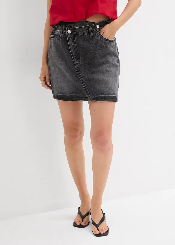 Jupe en jean à fermeture décalée asymétrique, bonprix