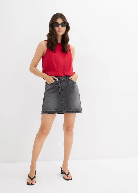 Jupe en jean à fermeture décalée asymétrique, bonprix