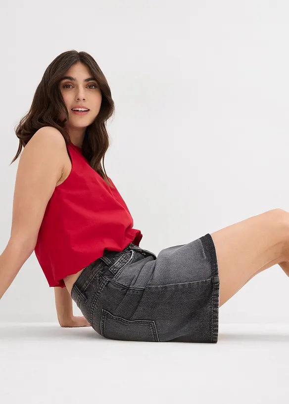 Jupe en jean à fermeture décalée asymétrique, bonprix