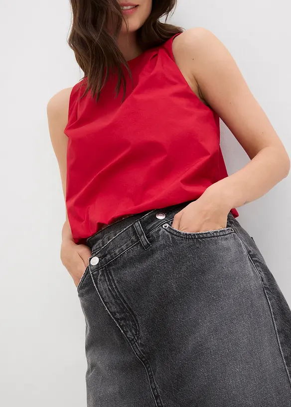 Jupe en jean à fermeture décalée asymétrique, bonprix