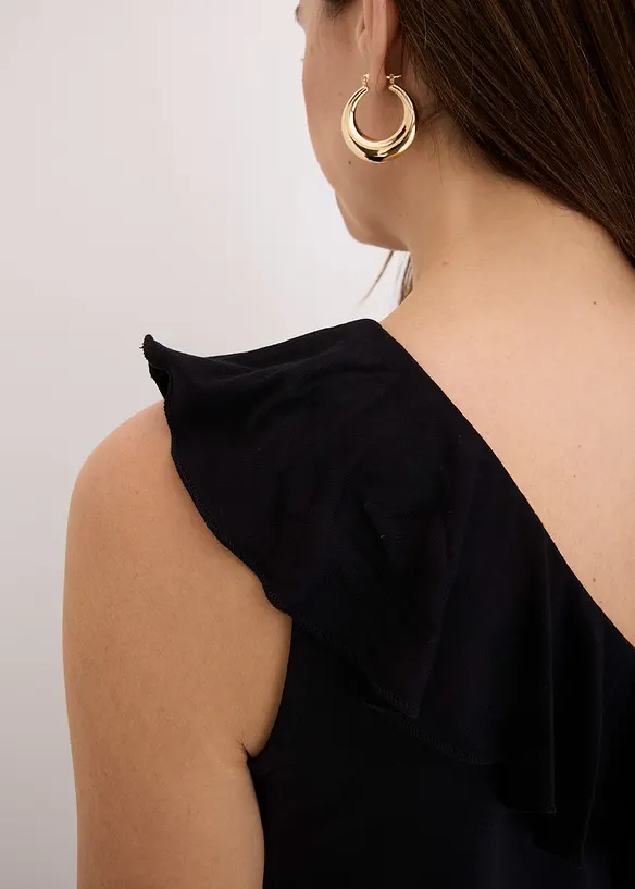 Top asymétrique avec volant en viscose douce et extensible, bonprix