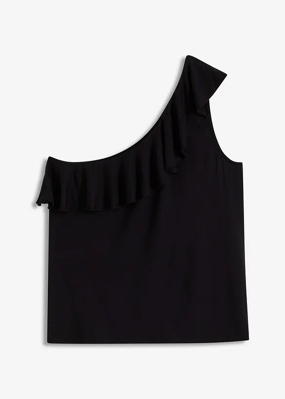 Top asymétrique avec volant en viscose douce et extensible, bonprix