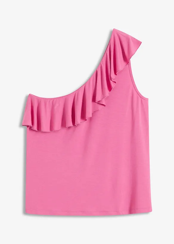 Top asymétrique avec volant en viscose douce et extensible, bonprix