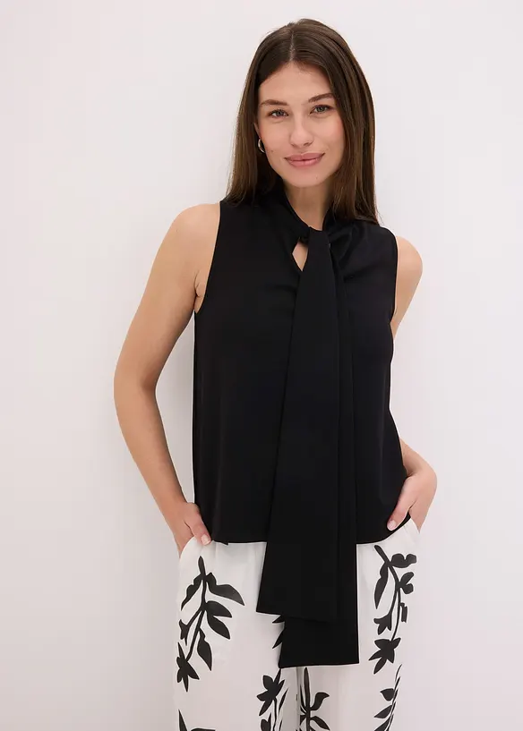 Top avec col à lavallière, bonprix