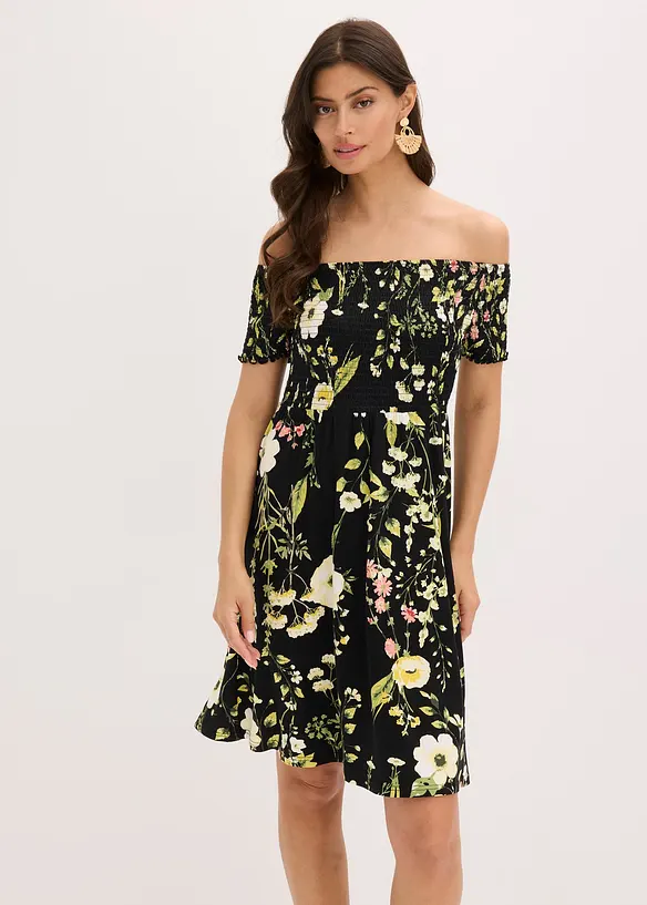 Robe col Bardot en jersey viscose, bonprix