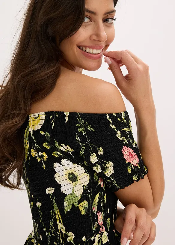 Robe col Bardot en jersey viscose, bonprix