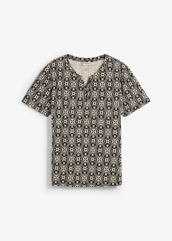 T-shirt col tunisien 100% coton, bonprix