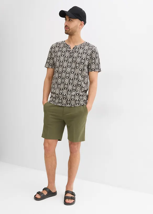 T-shirt col tunisien 100% coton, bonprix