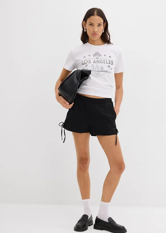 Short &agrave; taille &eacute;lastiqu&eacute;e en coton extensible, bonprix