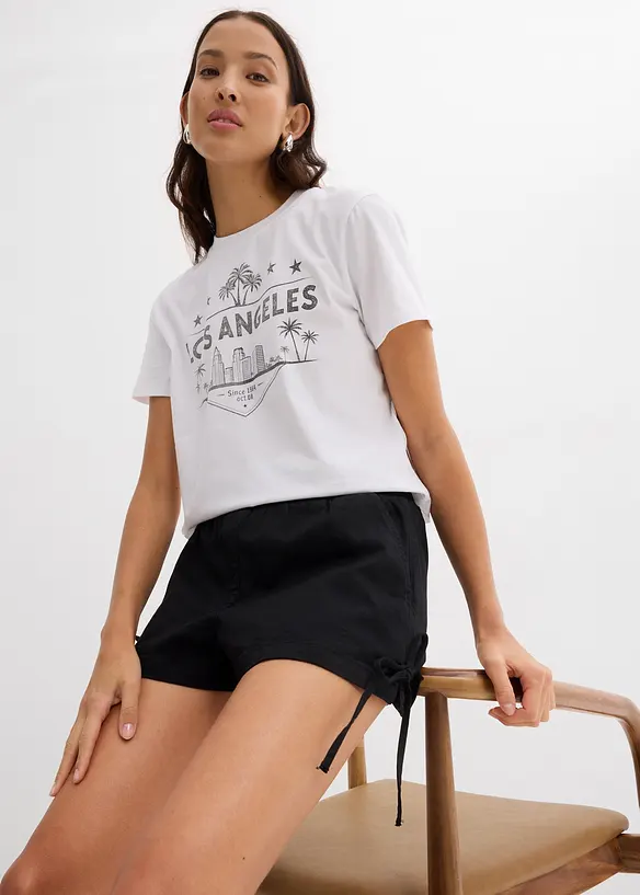 Short &agrave; taille &eacute;lastiqu&eacute;e en coton extensible, bonprix