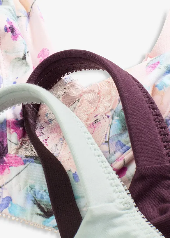 Lot de 3 soutiens-gorge coton sans armatures, bonprix