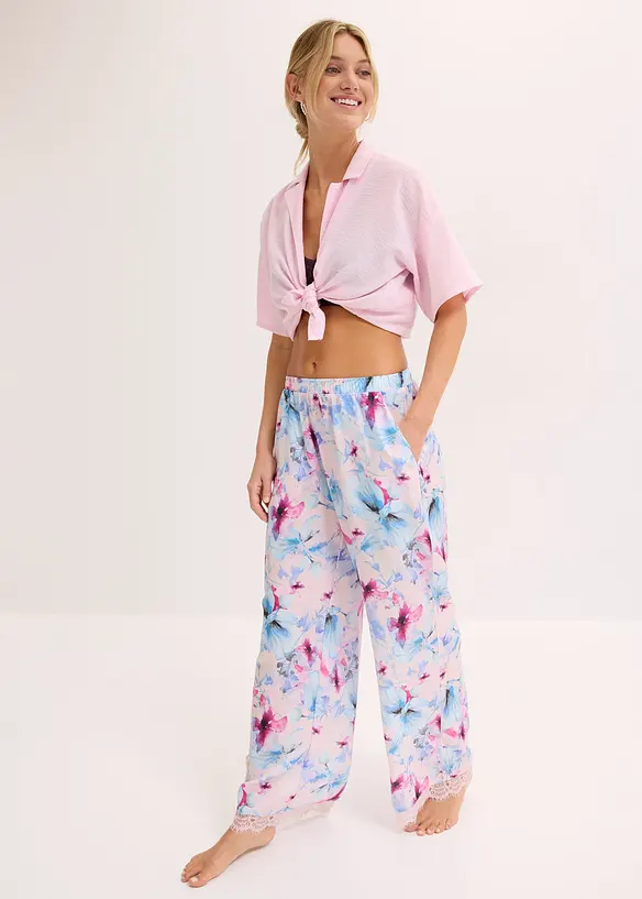 Pantalon de pyjama fluide en satin, bonprix