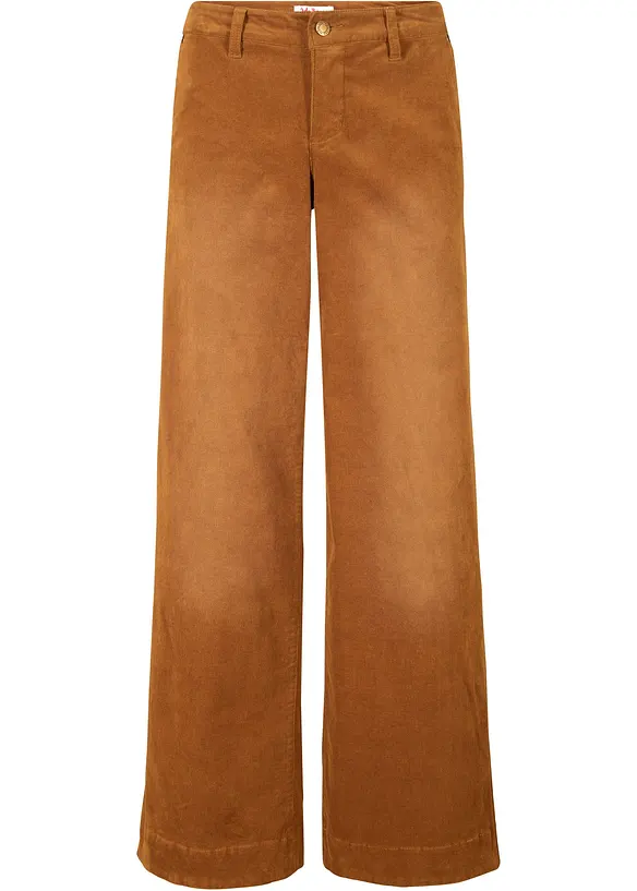 Pantalon large en velours c&ocirc;tel&eacute; extensible, bonprix