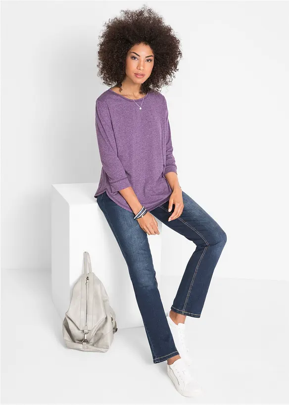 Jean droit taille mi-haute, extensible, bonprix