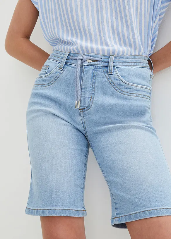 Bermuda en jean, coupe slim, taille mi-haute, bonprix