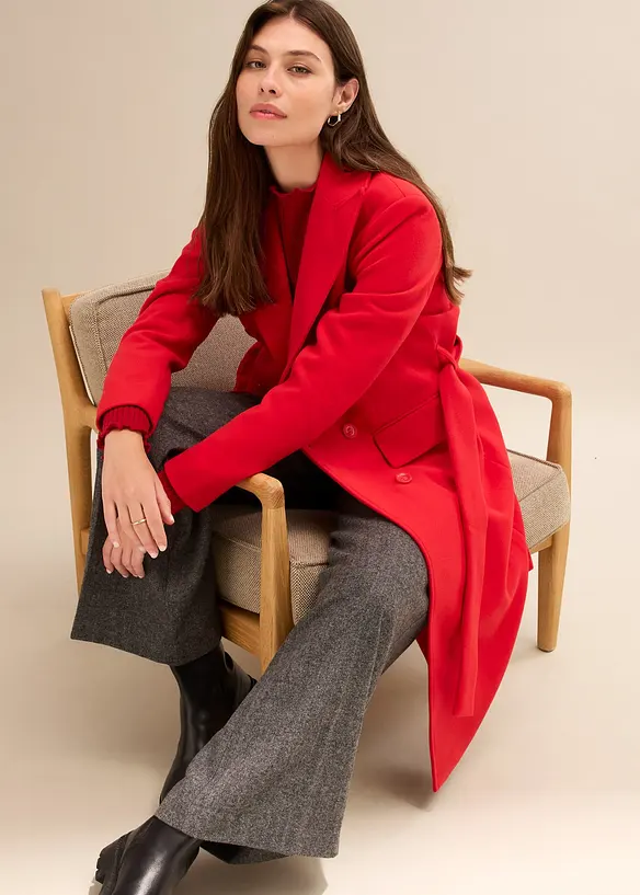 Manteau crois&eacute; court, aspect laine, bonprix