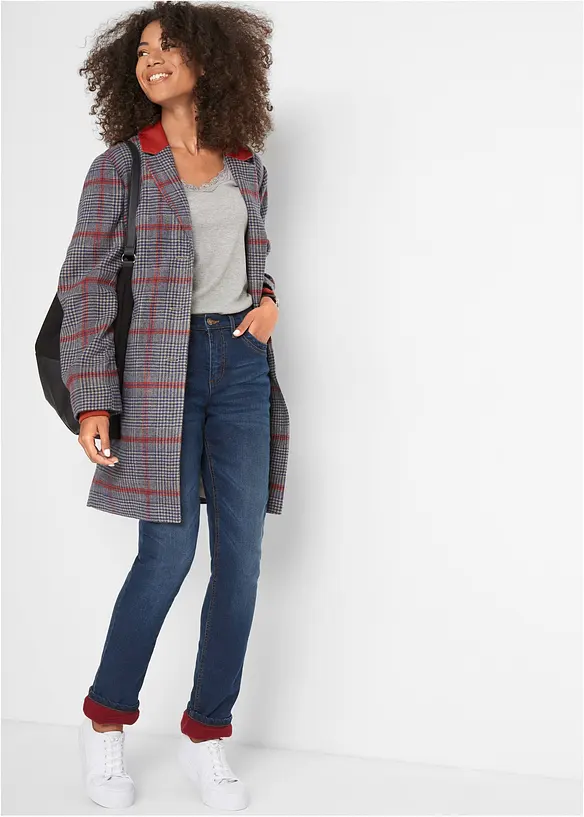 Jean droit taille haute, thermique, bonprix