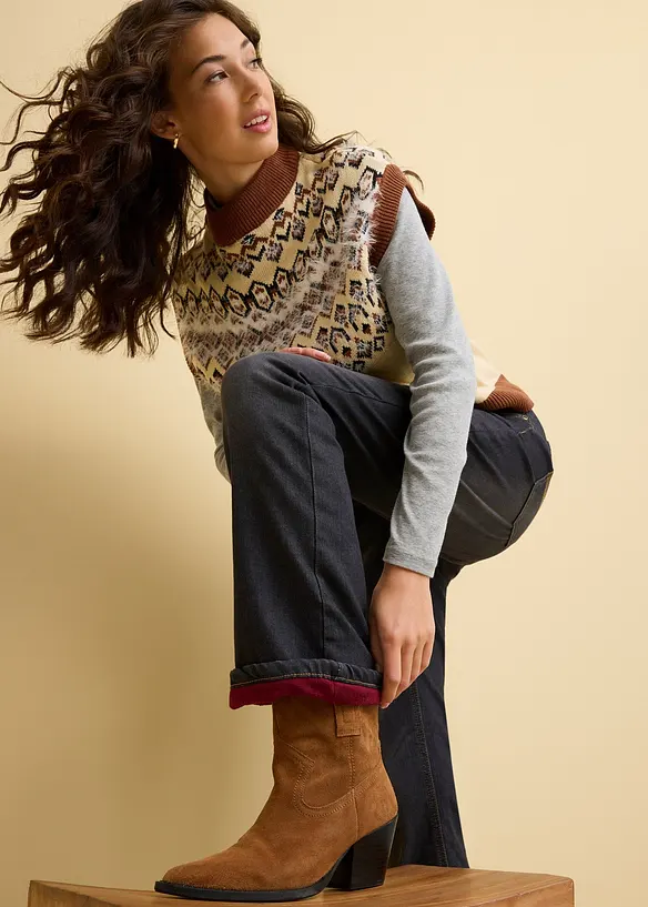 Jean bootcut taille haute, thermique, bonprix