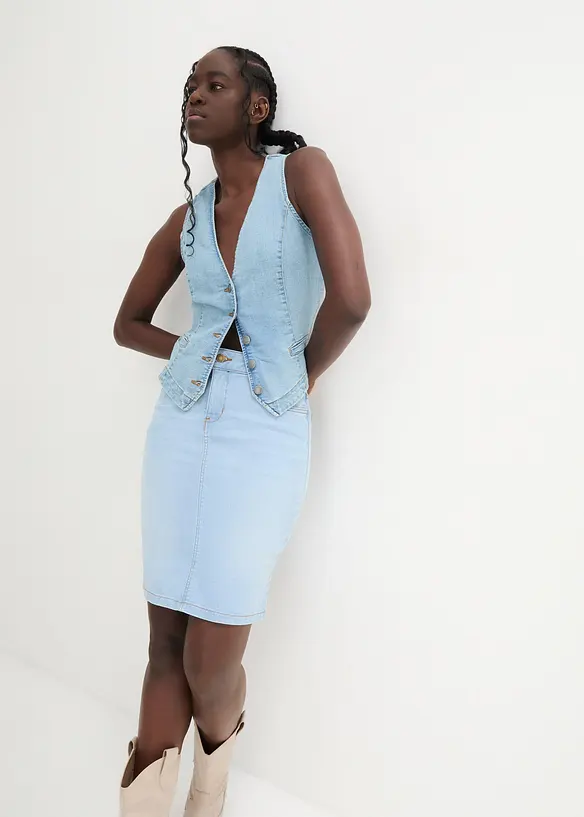 Jupe en jean extensible, bonprix