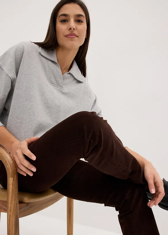 Pantalon droit en velours côtelé extensible, bonprix