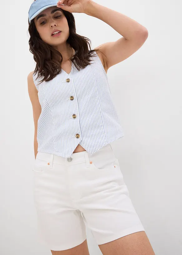 Bermuda en jean taille mi-haute, peu extensible, bonprix