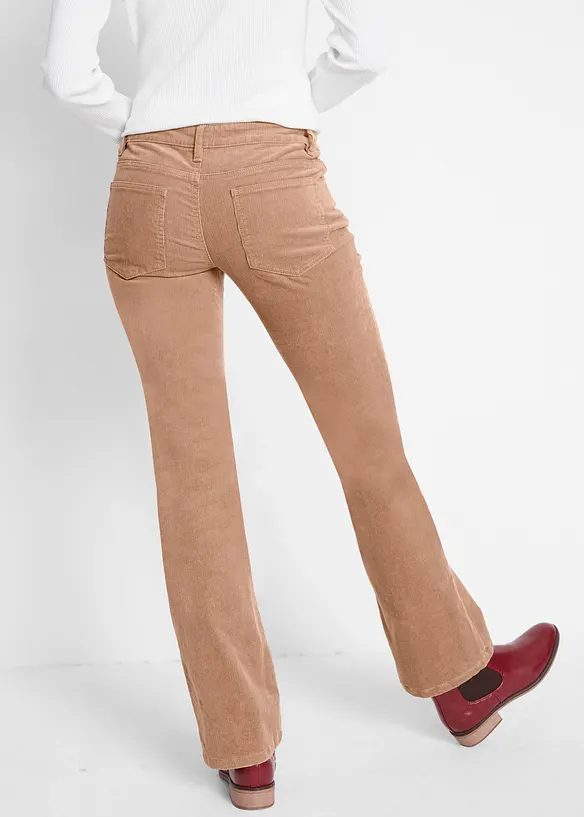 Pantalon bootcut en velours côtelé extensible, bonprix