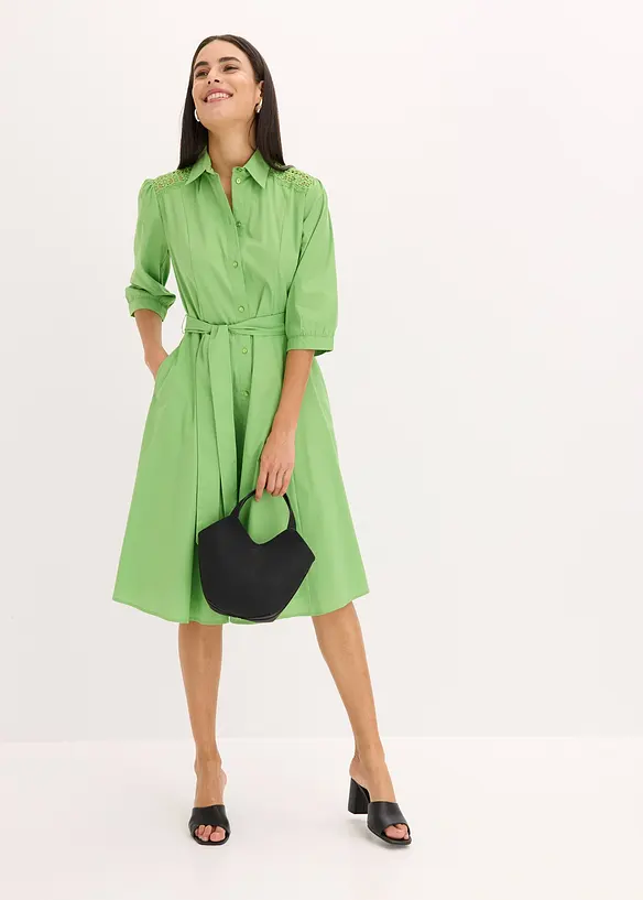 Robe-chemise avec dentelle et lien à nouer, bonprix