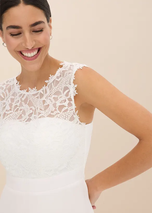 Longue robe de soirée avec empiècement dentelle, bonprix