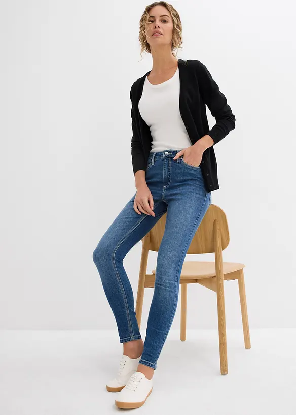 Jean skinny taille mi-haute, cropped, bonprix