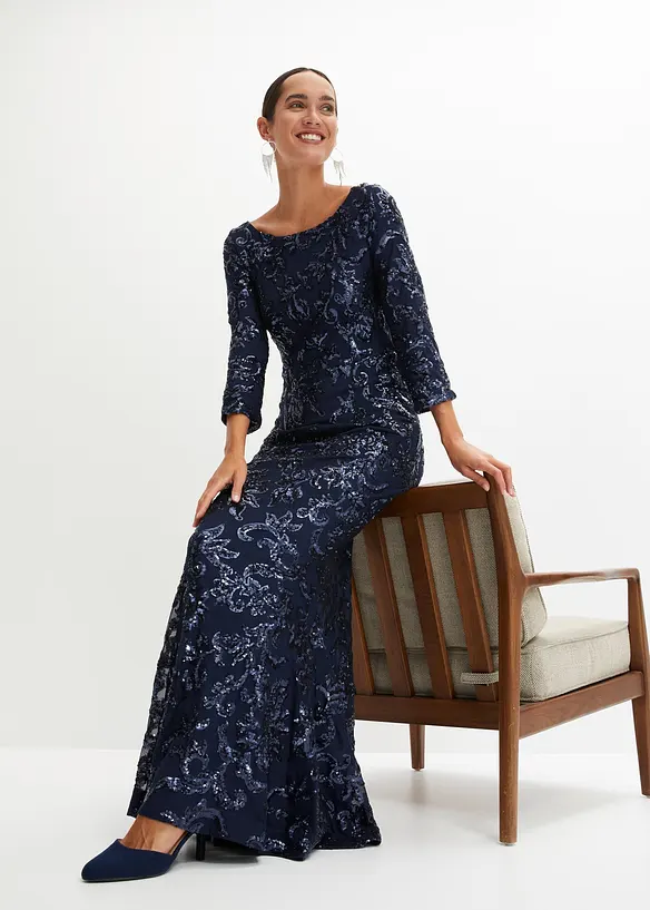 Robe à sequins avec découpe dos, bonprix