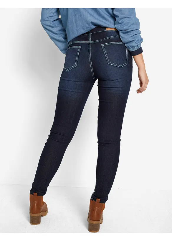 Jean skinny taille mi-haute à coutures contrastantes, bonprix