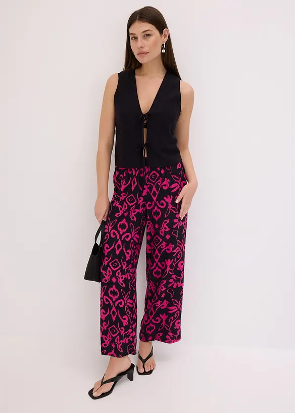 Pantalon large et imprim&eacute; en viscose fluide, bonprix