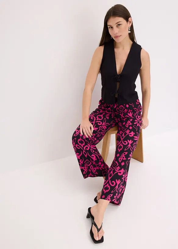 Pantalon large et imprim&eacute; en viscose fluide, bonprix