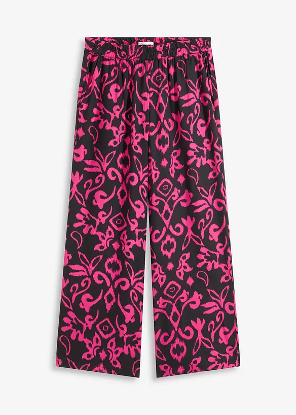 Pantalon large et imprim&eacute; en viscose fluide, bonprix
