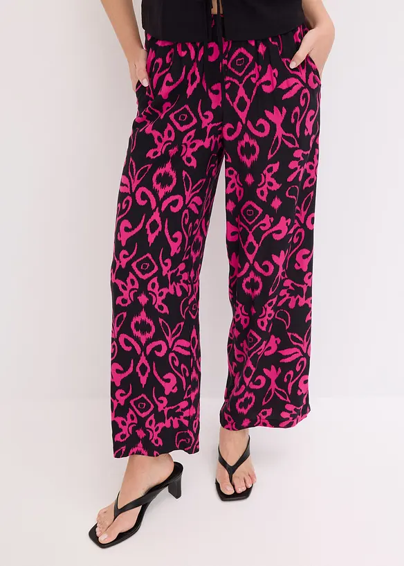 Pantalon large et imprim&eacute; en viscose fluide, bonprix