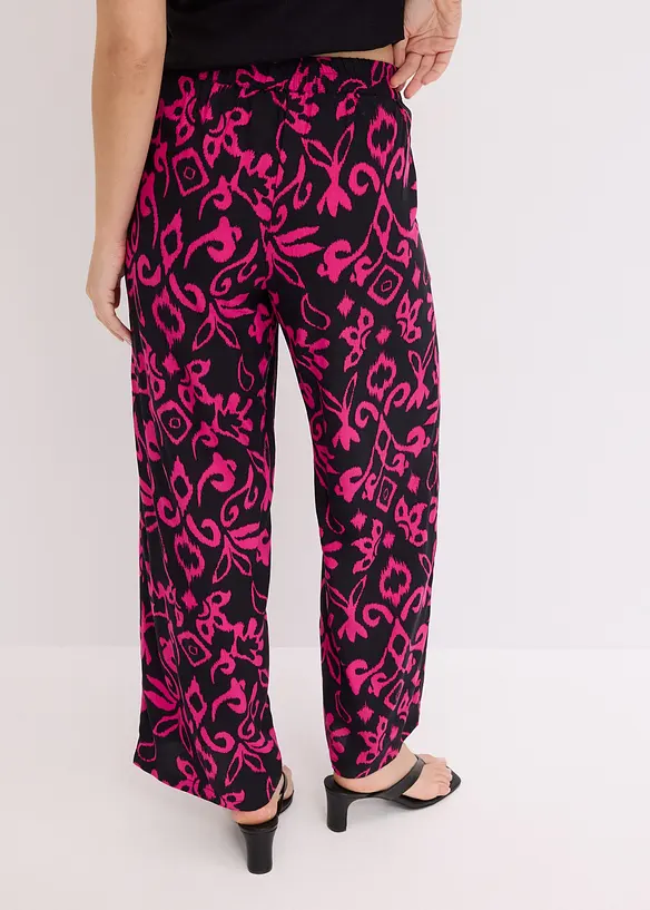 Pantalon large et imprim&eacute; en viscose fluide, bonprix