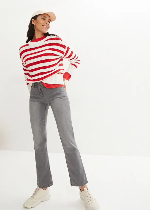 Jean droit taille mi-haute, extensible, bonprix