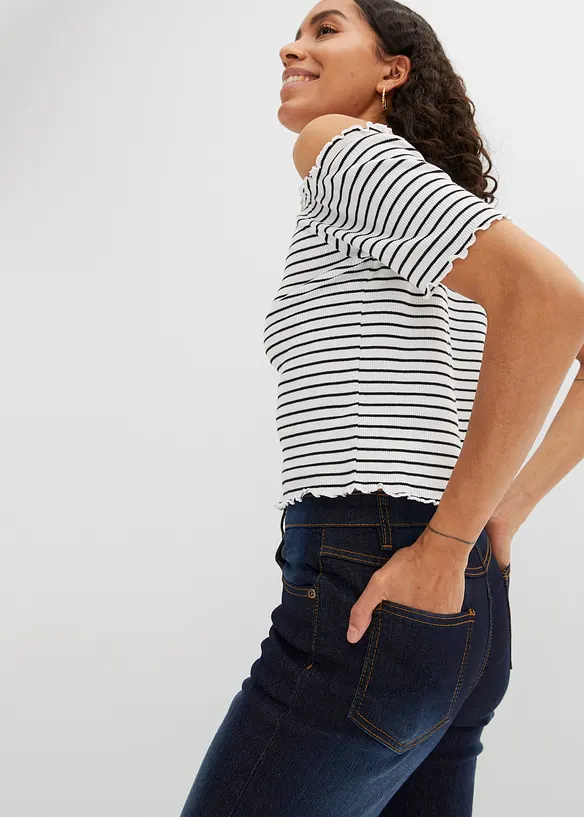 Jean droit taille mi-haute, extensible, bonprix