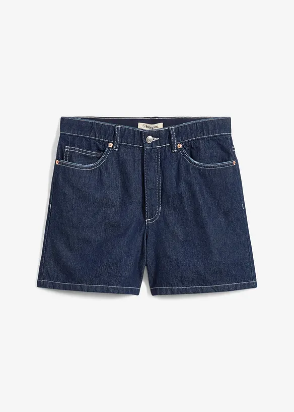 Short en jean taille haute, peu extensible, bonprix