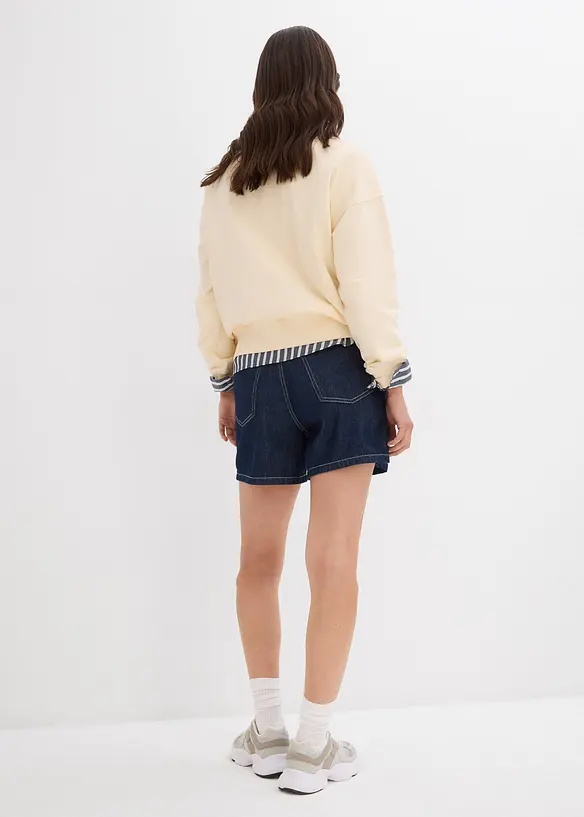 Short en jean taille haute, peu extensible, bonprix