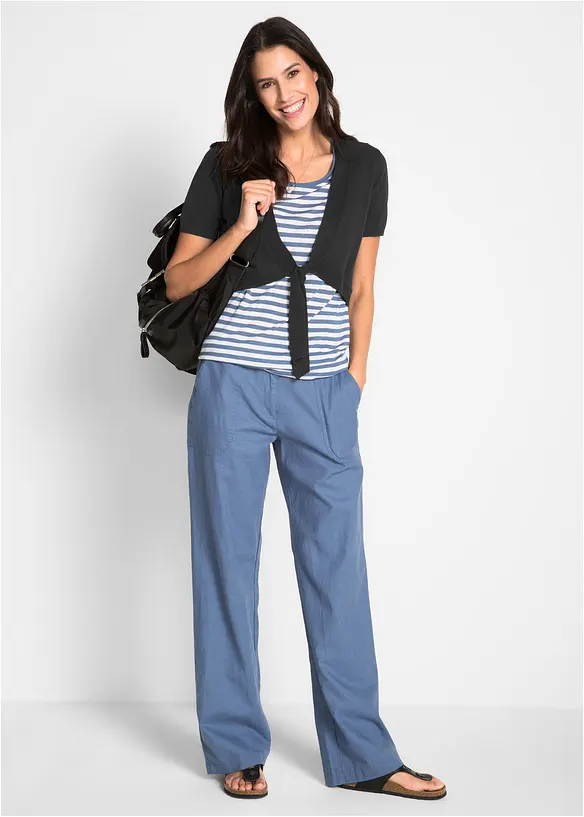 Pantalon large en lin mélangé, bonprix