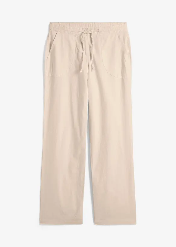 Pantalon large en lin mélangé, bonprix