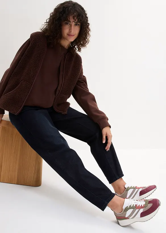 Jean barrel taille haute et élastiquée, bonprix