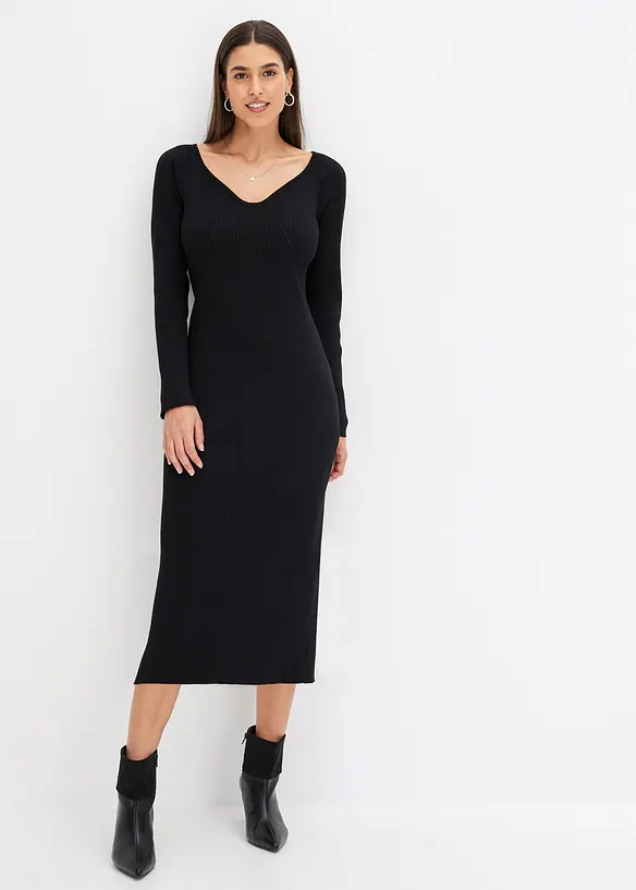Robe en maille c&ocirc;tel&eacute;e, bonprix