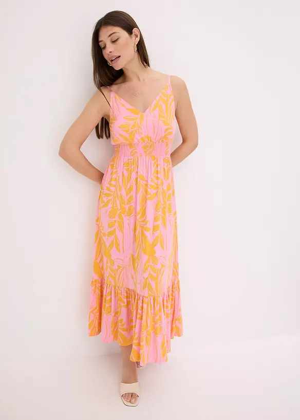 Robe imprimée en viscose à fines bretelles, bonprix